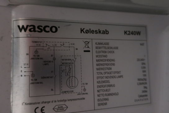 Køleskab WASCO K240W uden indhold