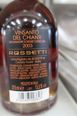 4 fl. rosevin, IL NOSTRO VINSANTO DEL CHIANTI ROSSETTI 2003