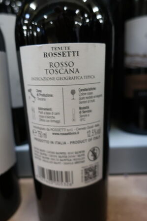 6 fl. rødvin, TENUTE ROSSETTI ROSSO DE TOSCANA 