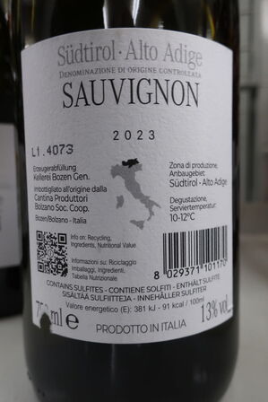 6 fl. hvidvin, KELLEREI BOZEN SAUVIGNON 2023