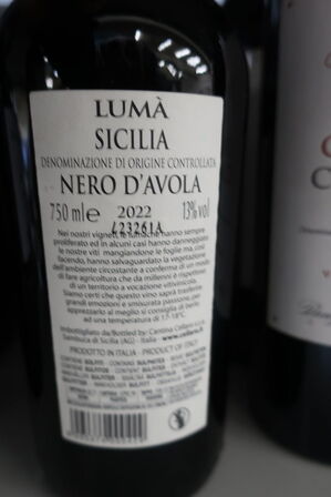 3 fl. rødvin, LUMA SICILIA CELLARO NERO D'AVOLA 2022