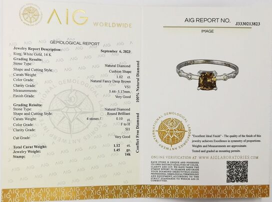 Diamantring med 1.02 Ct Naturlig Fancy Deep Brown Diamanter - Vejl. pris 57.995,-