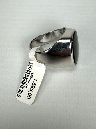 Sølv ring med sort onyx - str. 56