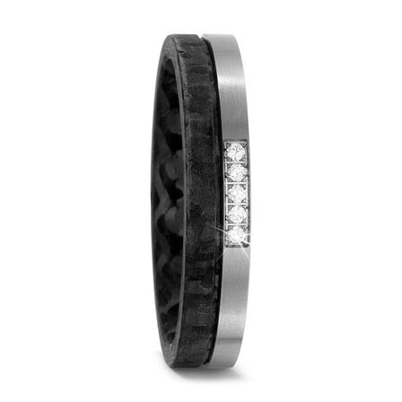 TitanFactory Titanium / Carbon ring med 5 diamant sten 0.05 ct - str. 54