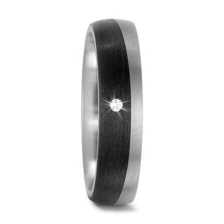 TitanFactory Titanium / Carbon ring med 1 diamant sten 0.02 ct - str. 55