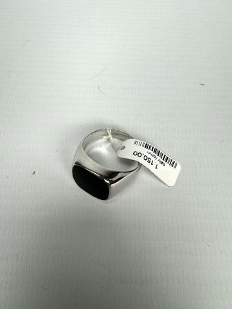 Sølv ring med sort onyx - str. 56