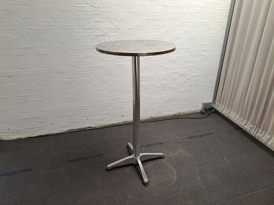 Kombineret café- og barbord i metal, centersøjle kan ændres fra lav til høj, bordplade kan vippes lodret under opbevaring, Ø60 cm x 70/110 cm (8 stk. – heraf 2 stk. i original emballage)