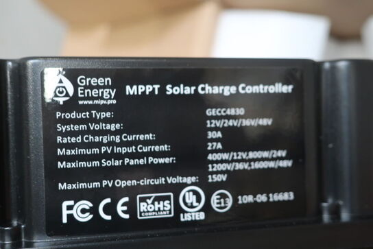 Chargecontroller GREEN ENERGY MPPT Solar Charge Controller GECC4840 30A