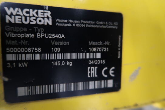 Pladevibrator WACKER NEUSON Vibroplate BPU 2540 A