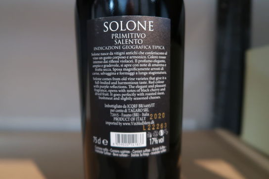 6 fl. Solone Primitivo Salento 2020