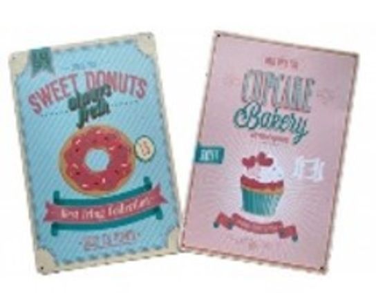 20 stk. Metalskilt, 2 stk. 20 x 30cm., Cupcake bakery og Sweet Donuts