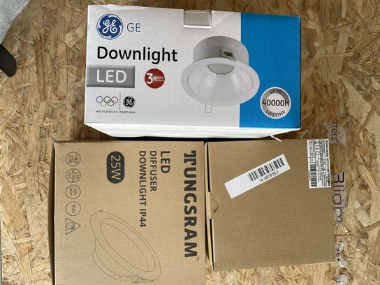 3 stk. ass. LED GE/Tungsram indbygningsspots i 4000K