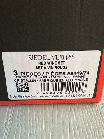 2 pk. Riedel Veritas glas - rødvinssmagningssæt (5449/74), i gaveæske