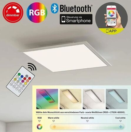 6 stk. briloner led rgb panel m. remote og app 29,5 cm(ubrugt)