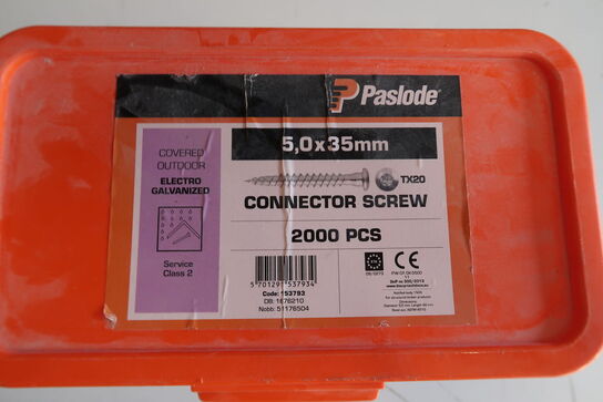 Ca. 2300 stk. Paslode 5x35mm elforzinket beslagskrue