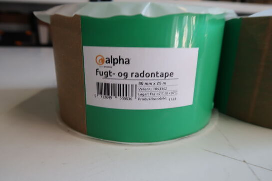 3 stk. Alpha radonspærretape 80mmx25m grøn