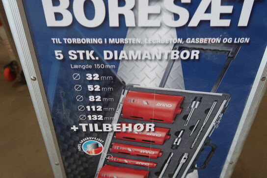 Carat tørboresæt med 5 diamantbor Ø32 - Ø132 mm