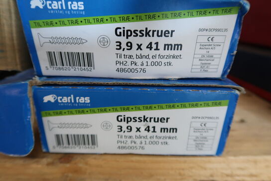 2 ks. Gipsskruer 3,9 x 41 mm á 1000 stk. pr. kasse 