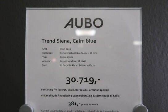 Badmøbel AUBO Trend Siena, Calm Blue med armatur og skab