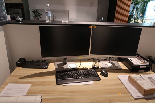 2 stk. computerskærme HP E234i med tastatur, mus og dockingstation