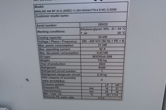 Køleanlæg MINILINE AW MT (K-2)(800EC-1)(Se vedhæftede faktura)