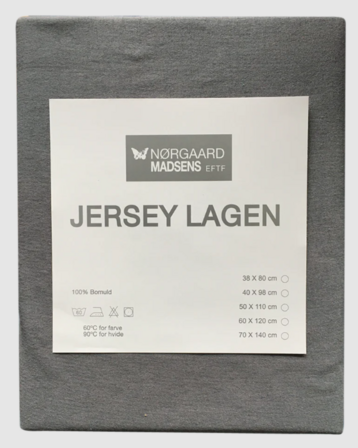 8 stk. Nørgaard Madsen jersey lagen 38x80 cm - Mørke Grå