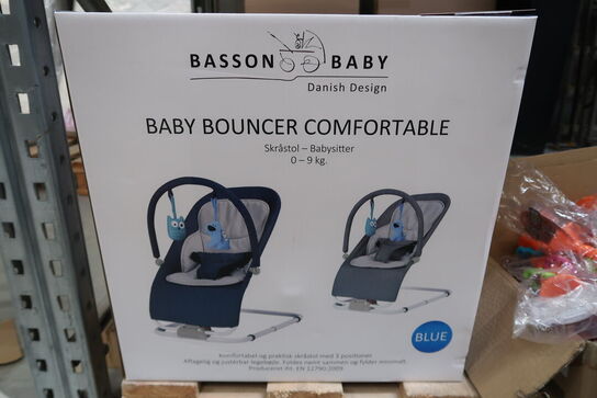 Blå Baby Bouncer Komfortabel Skråstol Med Legetøj