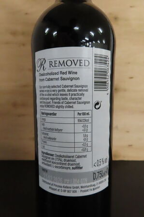6 fl. Dealkoholiseret rødvin REMOVED 750ml.