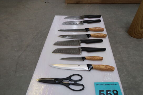 Skærebræt & knivholder med knive 