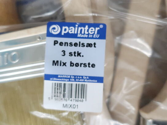 Penselsæt PAINTER m. 3 pensler i hver. 25 sæt (ubrugt)