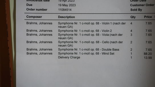 Nodehæfter til JOHANNES BRAHMS symfoni nr. 1