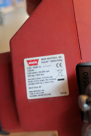 Elektrisk spil WARN 1200W 2450 kg. 