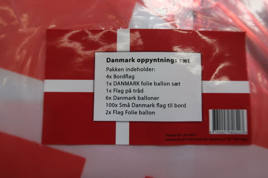 65 pk. Fødselsdags Produkter med dannebrog 