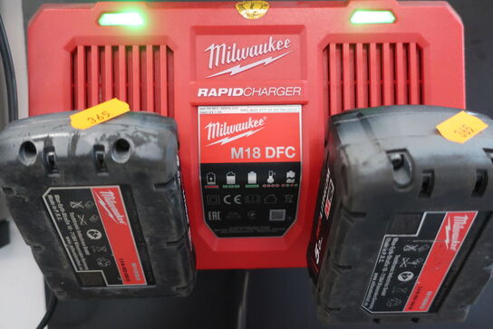 2 stk. ladere MILWAUKEE M1418C6, M18 DFC med 6 stk. batterier 