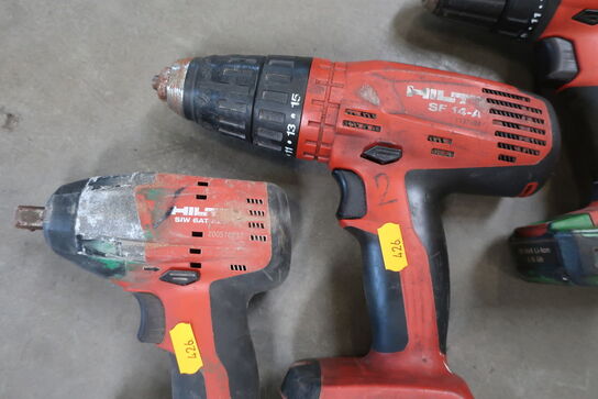 3 stk. akku håndværktøj HILTI SF 2-A, SF 14-A, SIW 6AT-A22 med 1 stk. batteri