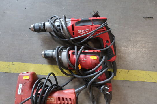 2 stk. slagboremaskiner MILWAUKEE, stiksav HILTI WSJ 750-EB