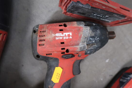 3 stk. akku håndværktøj HILTI WSR 22-A, SF 10W-A22, SIW 22-a 