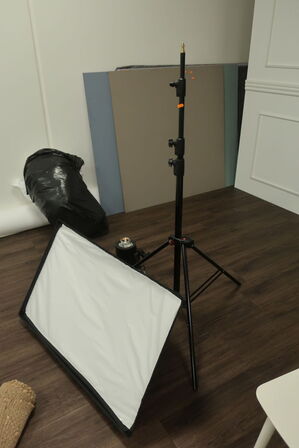 Fotolampe BRONCOLOR Softbox 60x100, flash BRONCOLOR Siros 400 S WiFi/RFS 2.1