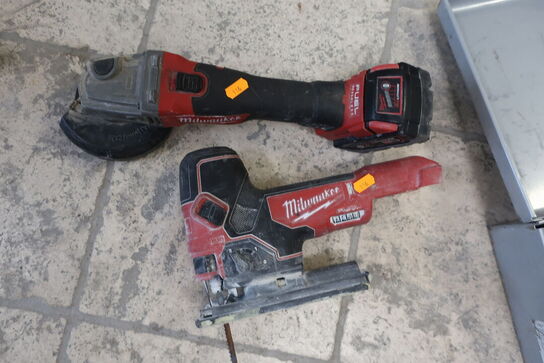 Akku vinkelsliber, akku stiksav MILWAUKEE M18 FBJS, M18 CAG125X med 1 stk. batteri