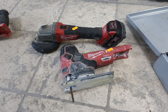 Akku vinkelsliber, akku stiksav MILWAUKEE M18 FBJS, M18 CAG125X med 1 stk. batteri