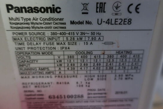 2 stk. paller med airconditionenheder PANASONIC U-4LE2E8 samt radiator