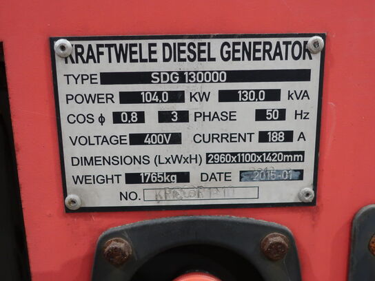 Diesel generator KRAFTWELE 130 kVA year. 2018