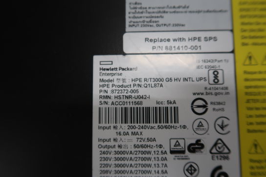 UPS HP HPE R/T3000 g5 HV