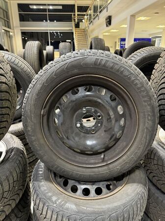 4 stk. Stålfælge 14" med Goodyear 175/65R14 vinterdæk