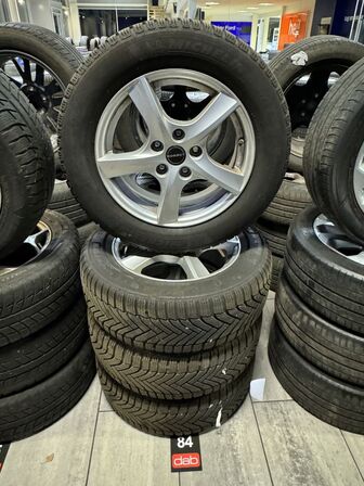 4 stk. Borbet Alufælge 16" med Michelin 215/60R16 vinterdæk