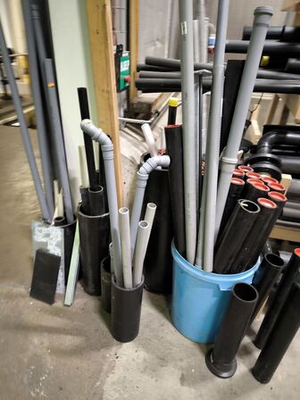 Grenreol med PVC rør m.m.