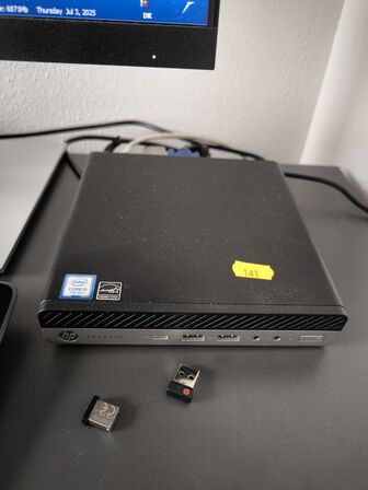 Mini PC HP PRODESK i5-7500T 8GB 240GB samt skærm HP 24", mus, tastatur