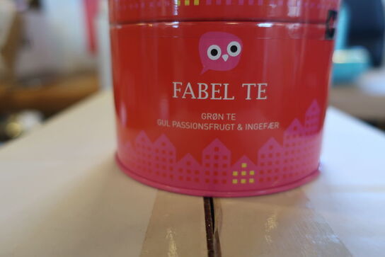 8 dåser sort/grøn te FABEL TE Grønatæble/pære & Gul passionsfrugt/ingefær