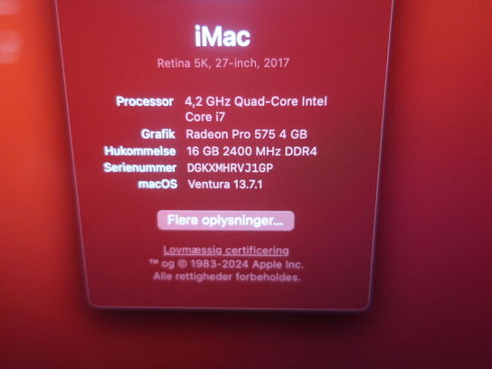 Apple iMac Retina 5K 27"/i7 4,2 GHz QuadCore/16GB/1TB/Radeon Pro 575