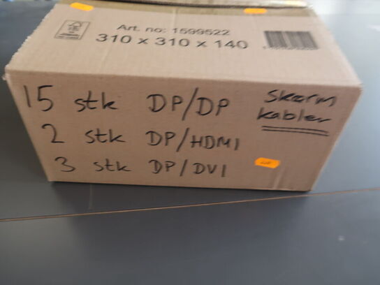 Div. skærmkabler DP/DP, DP/HDMI og DP/DVI